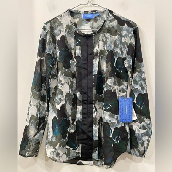 Vera Wang Simply Vera Watercolour Alpine Baroque Abstract Top Blouse XS - Picture 1 of 11